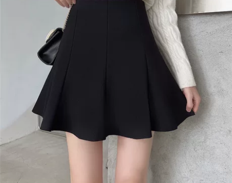 全新黑色高腰伞裙女夏季高腰短裙遮胯 L码 ...