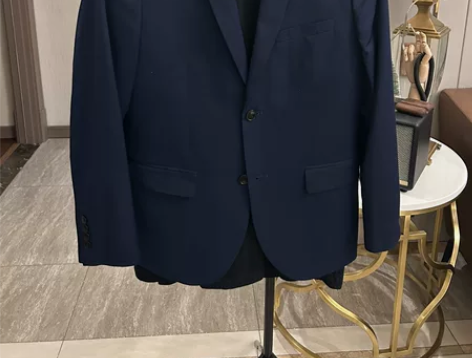 HM男士蓝色西服上衣 9新 适合160斤以...