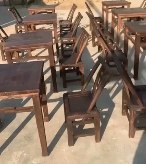 农村怀旧市井风格地摊式米线桌,以及配套小木...