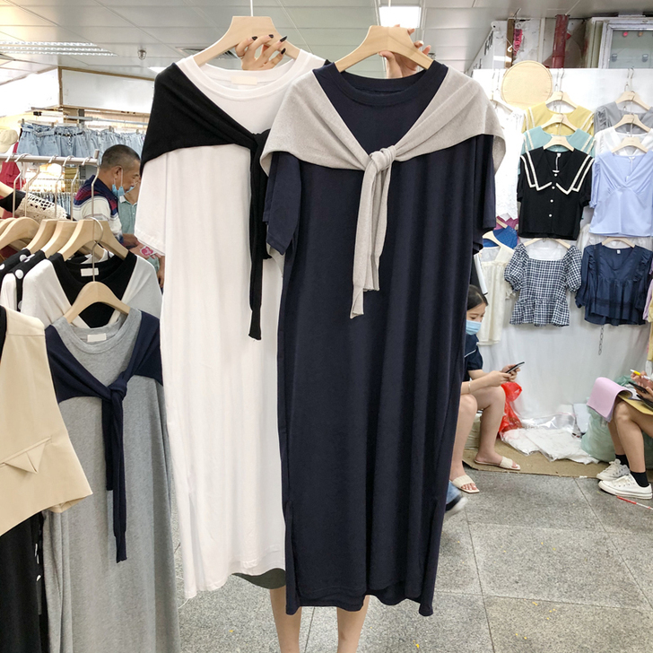 2020东大门夏季圆领气质显瘦减龄甜美宽松...