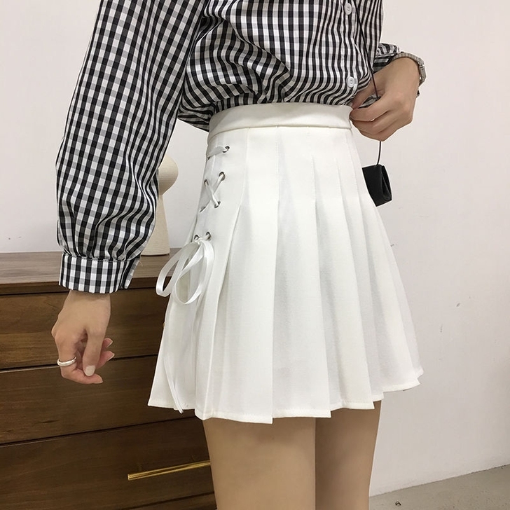 百褶裙女春夏新款裙子百搭绑带半身裙韩版学院...