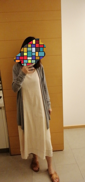 棉麻双层连衣裙,M码