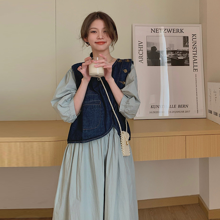 夏季韩版2021新款宽松小众chic过膝长...