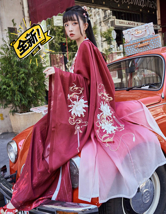 十三余汉服 温姬大袖XS码 科幻胭脂香染下...
