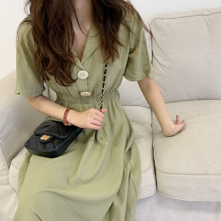 可盐可甜裙子超仙女森系法式复古赫本智熏桔梗...