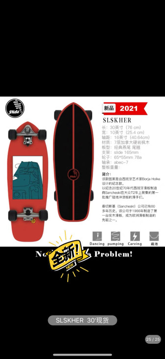 现货西班牙Slide陆地冲浪板
