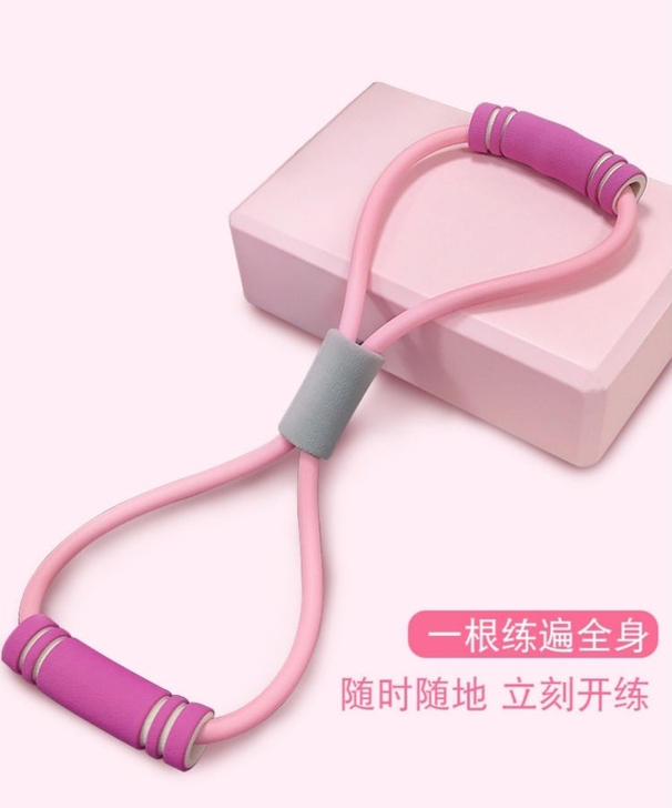 8字健身拉力器健身弹力带瑜伽男女开肩神器美...