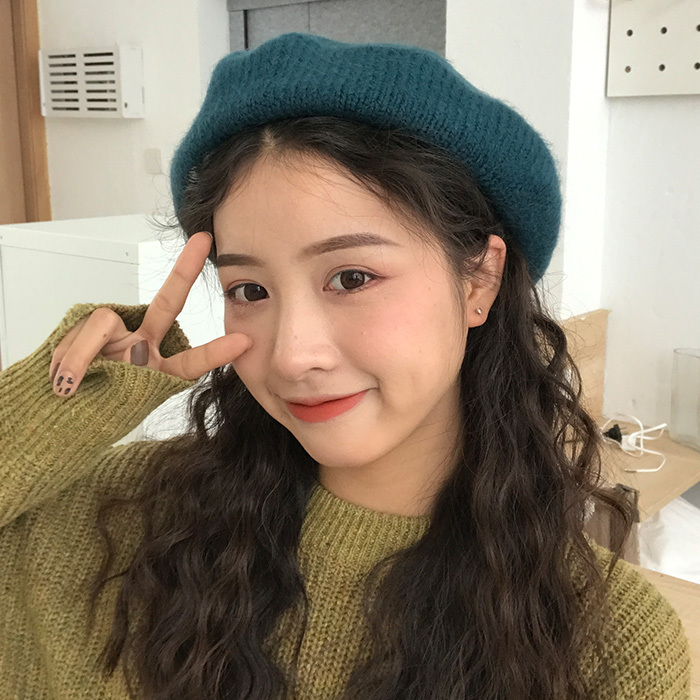 全新贝雷帽女 孔雀绿