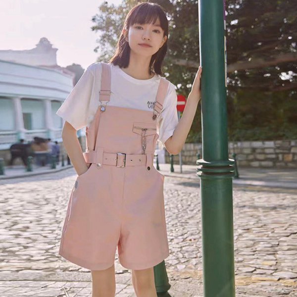 2021年夏季新款盐系减龄工装背带裤裤女薄...