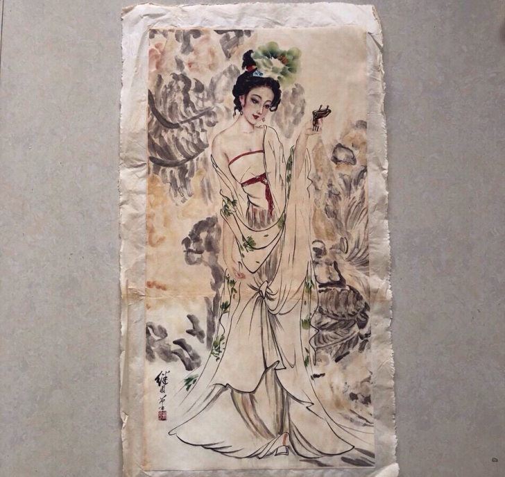 一张宣纸的画。如图 品相,没破损 没贴过...