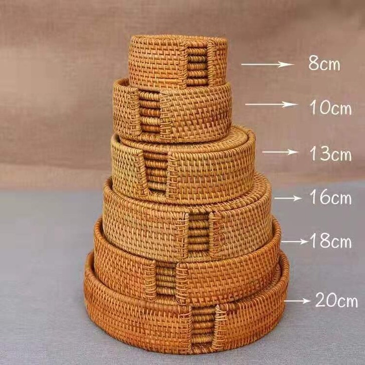 越南藤编茶垫隔热防滑垫，单片、套装可选，套...