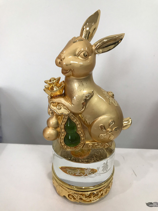 金兔送福鎏金摆件,礼盒包装,高约17cm,...