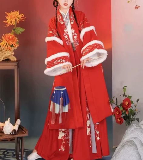 慕雪橙橙  原创汉服女秋冬汉元素毛呢大衣改...