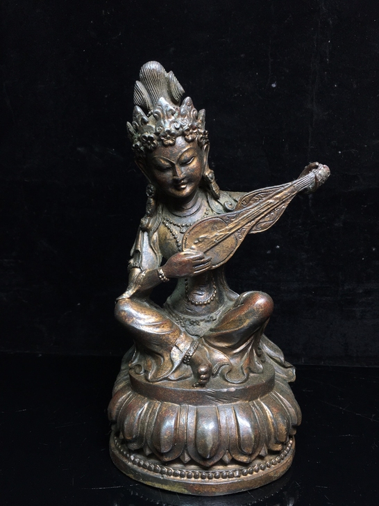 藏传佛教铜佛母佛像摆件,包浆厚重,尺寸如图...