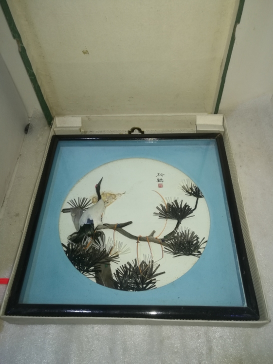 七八十年代羽毛工艺画 老物件  民间工艺 ...