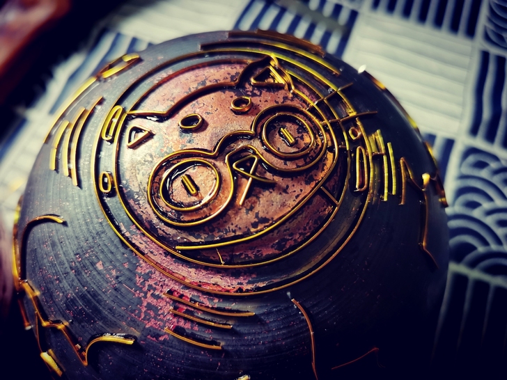 景泰蓝工艺画掐丝珐琅画球体掐丝猫咪