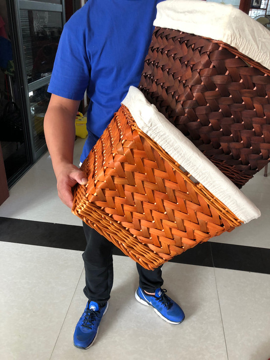 板皮+藤编藤编柳编收纳筐收纳篮 脏衣篮 玩...