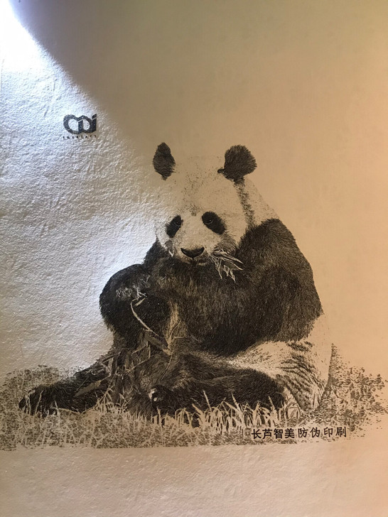 《熊猫》雕刻者:刘大东,凹版雕刻画。