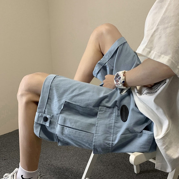 工装短裤男夏季薄潮牌ins潮流宽松直筒百搭...