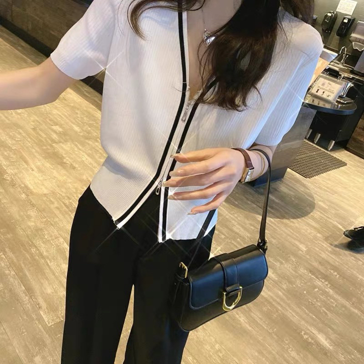 冰丝针织衫女开衫薄款短袖2021夏季新款双...