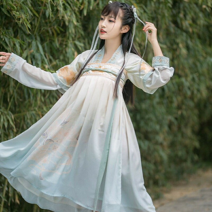 原创金鱼木香国风少女汉元素连衣裙汉服改良齐...