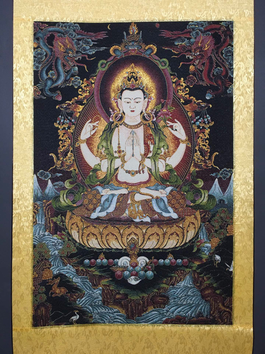 编号:唐卡271 中堂唐卡刺绣画 织锦绣...