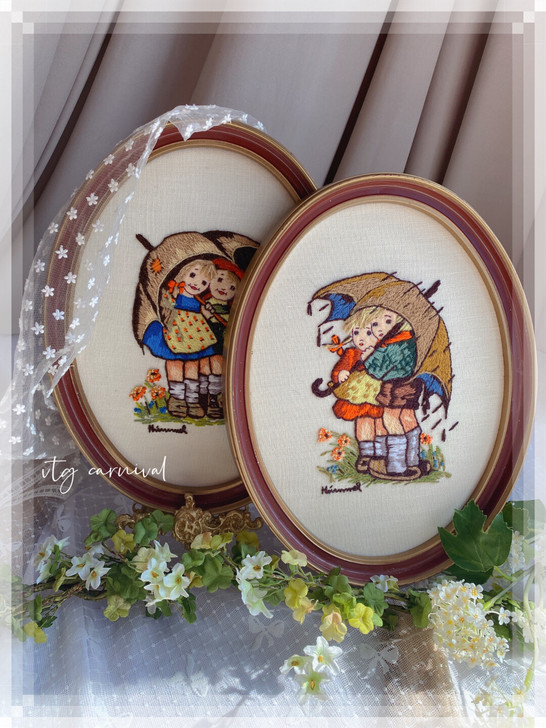 中古vintage西姆娃娃刺绣画vinta...