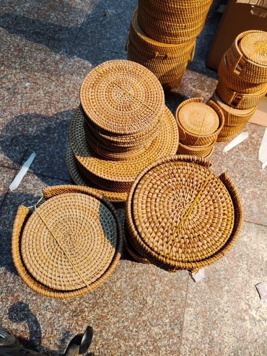 越南藤编 编织隔热垫 壶垫圆形餐桌垫茶几...