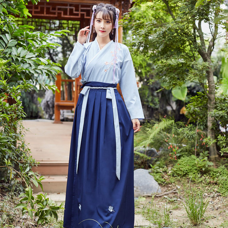 改良汉服女古装中国风汉元素仙女学生交领齐腰...