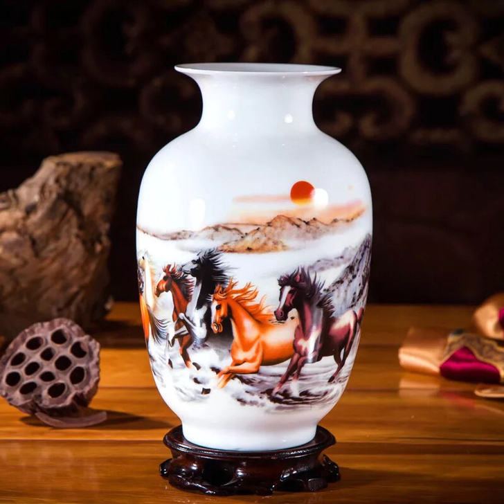 清仓处理景德镇陶瓷花瓶摆件客厅插花陶瓷中式...