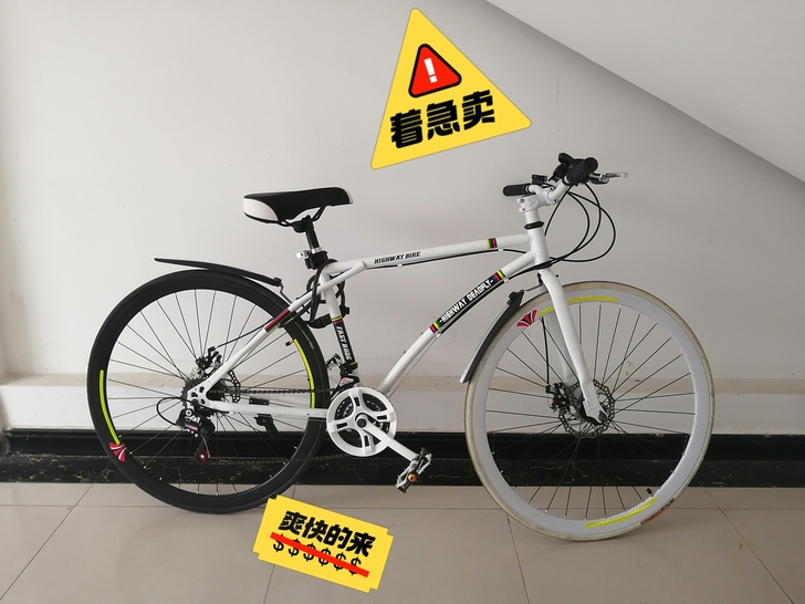 26寸,变速窄轮鸳鸯色公路车,自换前后挡泥...