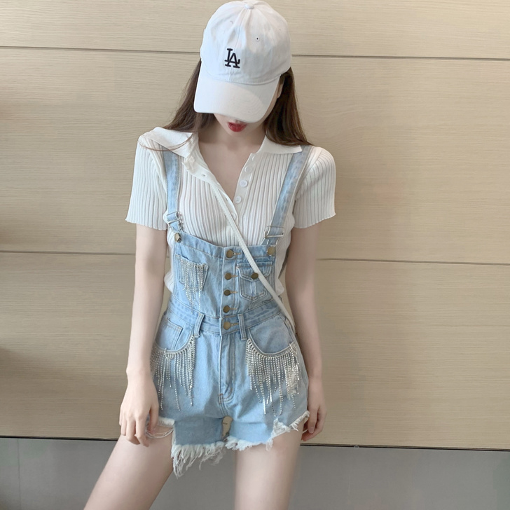 网红牛仔背带裤女夏2021新款时尚洋气韩版...