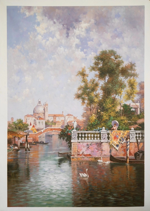 油画作品威尼斯水城60-90，百分比纯手工，