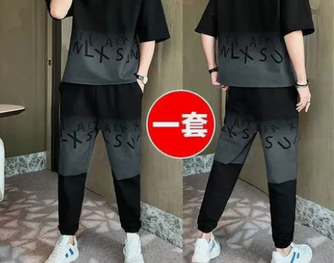 夏季休闲运动套装两件套潮男装一套搭配帅气青...