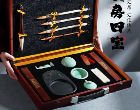 玉水湖笔牛角文房四宝笔墨纸砚狼毫毛笔套装专...