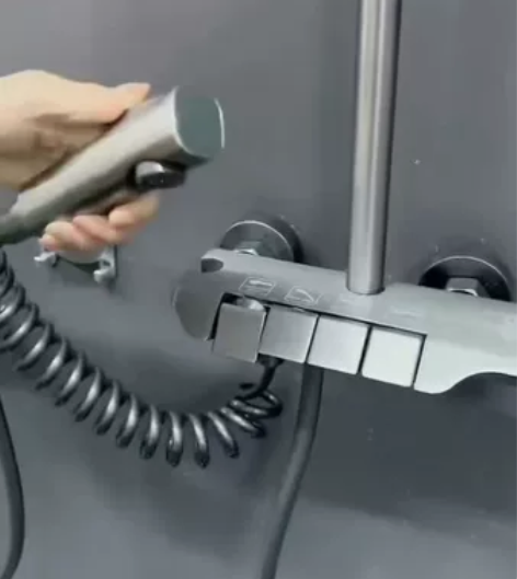 洁漾全新正品枪灰色淋浴花洒套装全铜家用增压...