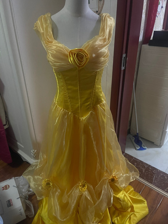 迪士尼公主裙大人美女与野兽贝儿裙子万圣节c...