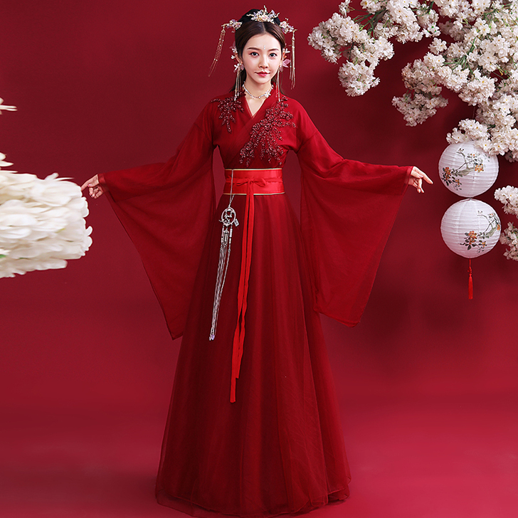 汉服女中国风秋冬超仙原创亲子学生飘逸古风长...