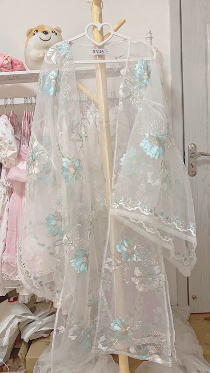 (预订)裳歌行大袖衫汉服绣花大袖衫欧根纱蓝...