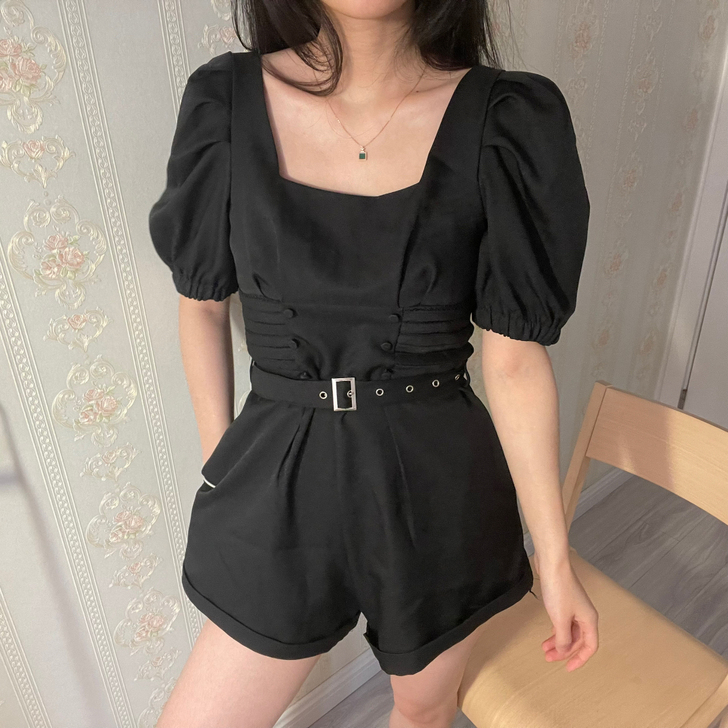 黑色连体裤