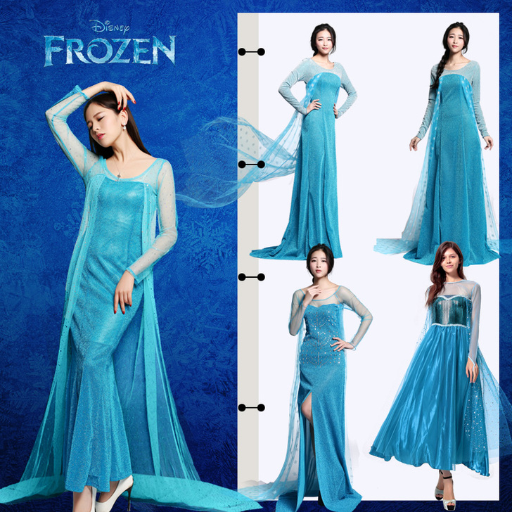 冰雪奇缘cos艾莎爱莎Elsa女王裙大人成...