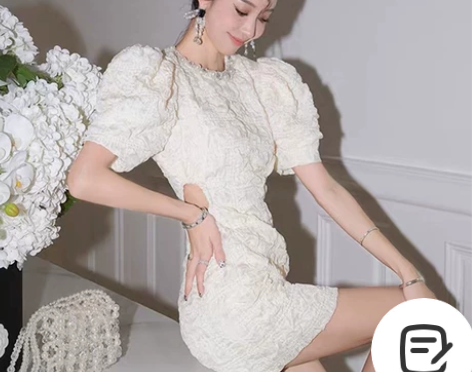法式收腰显瘦连衣裙女夏季气质漏腰短裙202...
