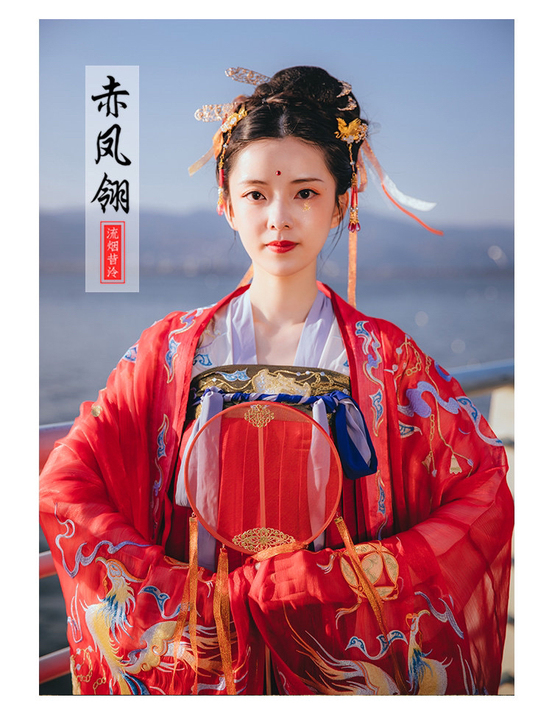 【流烟昔泠-赤凤翎】对襟上襦两片式齐胸襦裙...