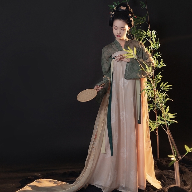 收青渊原创汉服唐制齐胸复原一片式破裙印花对...