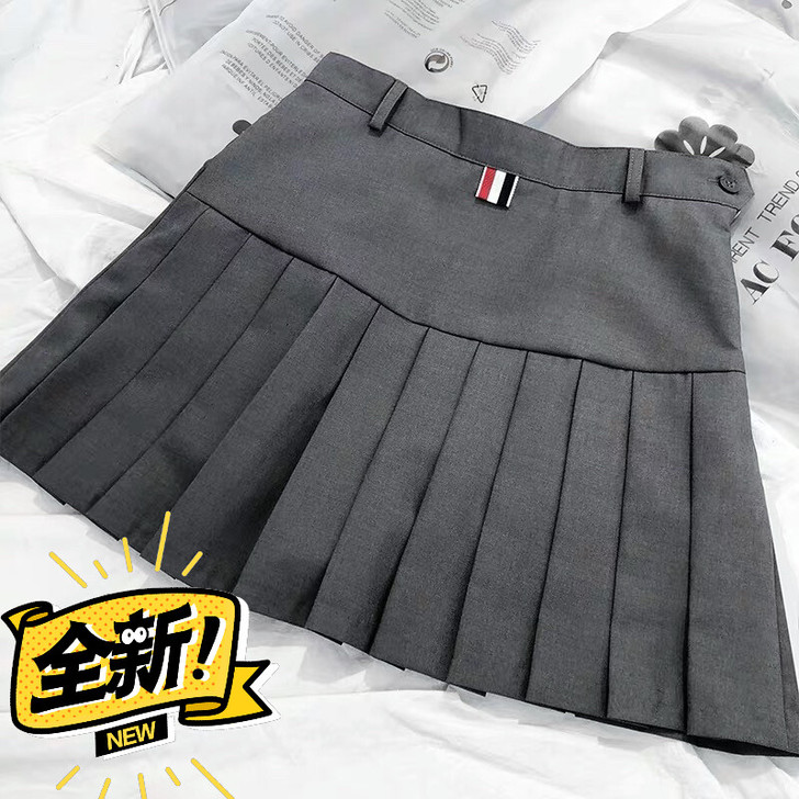 百搭学院风高腰西装料tb百褶裙