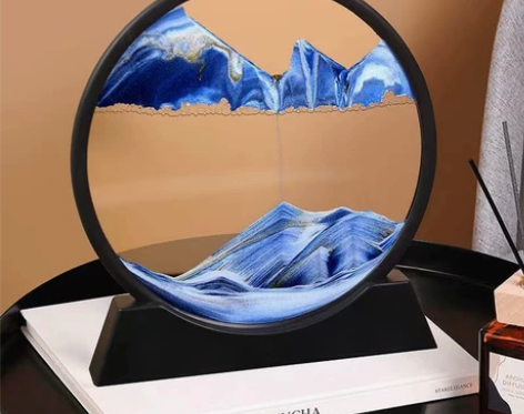 创意3D流沙画玻璃摆件生日礼物液体解压客厅...
