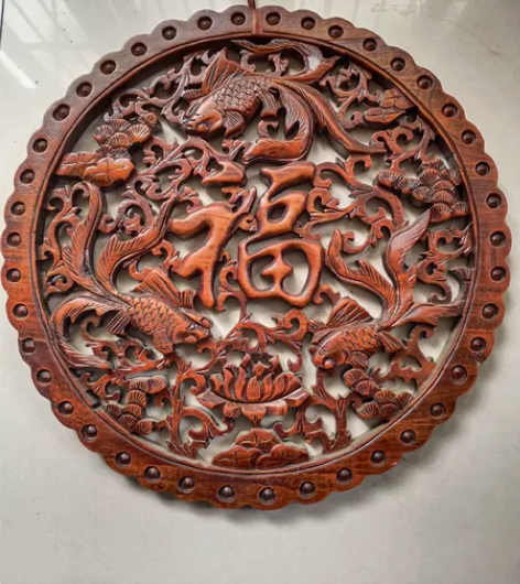 镂空木雕,品相好,直径40cm,老物件,闲...
