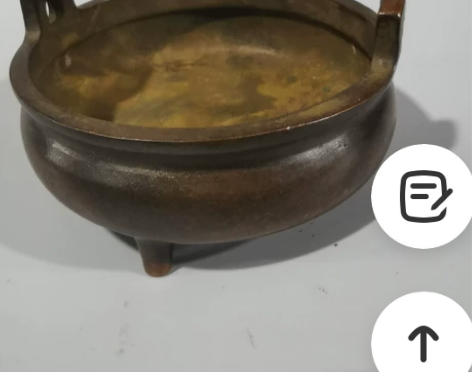复古纯铜 铜香炉宣德炉古玩复古三角炉摆件香...