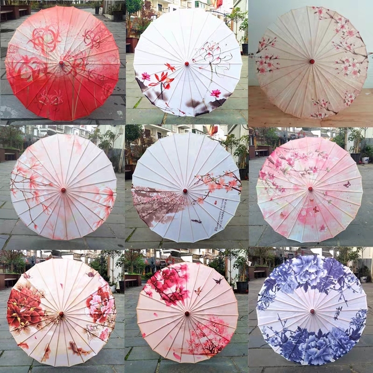 油纸伞女古风汉服江南舞蹈中国风旗袍道具装饰...
