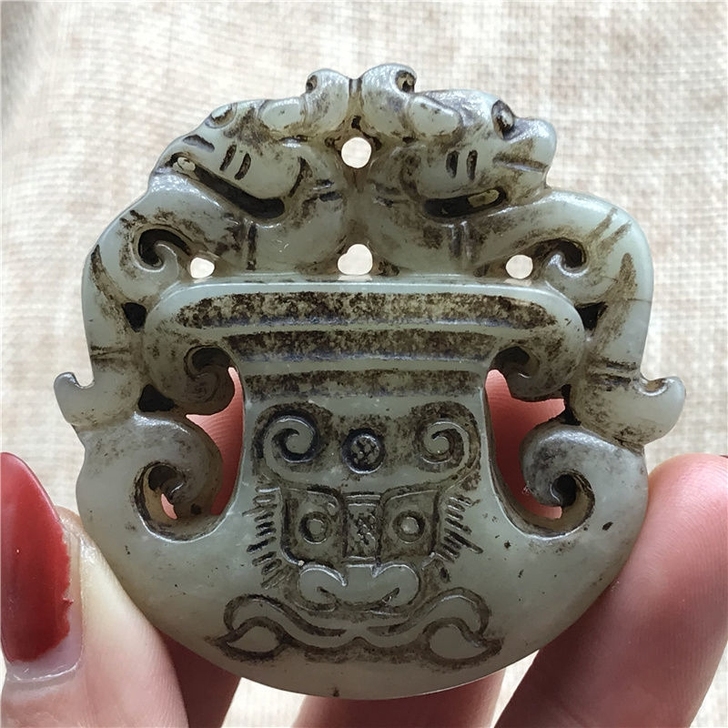 岫玉摆件老玉吊坠工艺玉雕 复古玉佩牌子古玩...